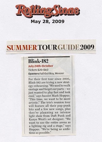 Blink 182 Reunion Tour